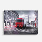 cuadro canvas vehículos iveco rojo ciudad europea horizontal