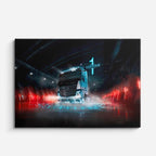 cuadro canvas vehículos daf azul túnel de luces horizontal