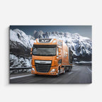 cuadro canvas vehículos daf naranja cumbres nevadas horizontal