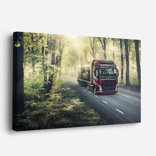 cuadro canvas vehículos daf rojo bosque verde horizontal