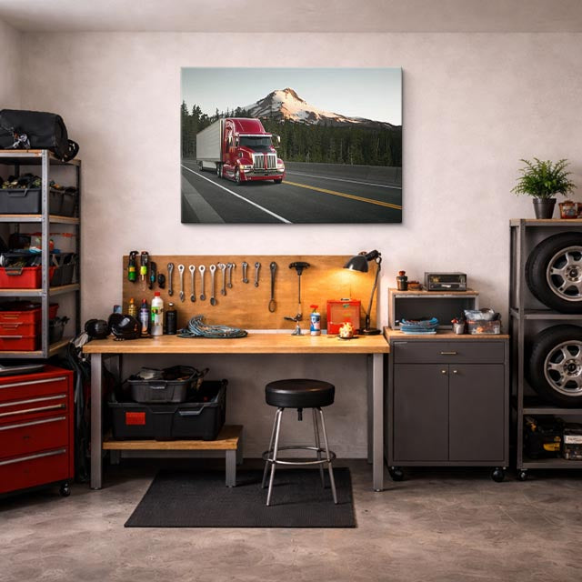 cuadro canvas vehículos peterbilt rojo bosque canadiense horizontal