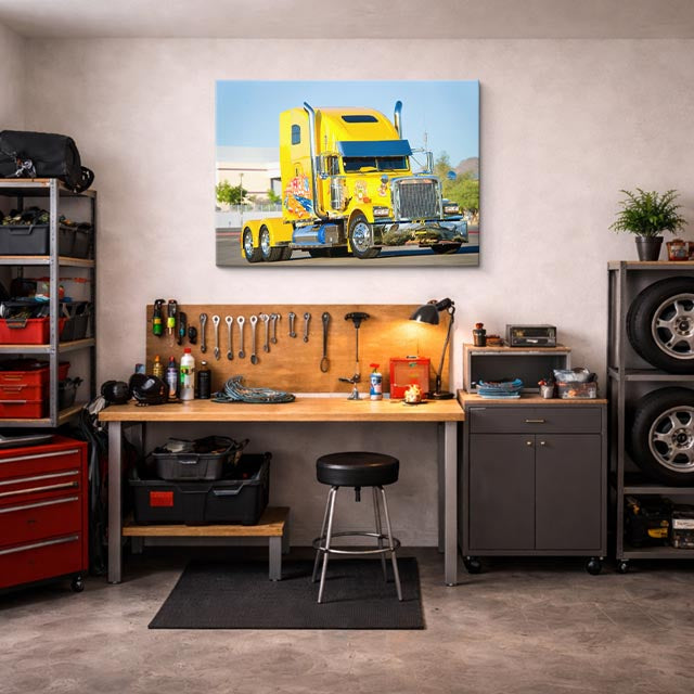 cuadro canvas vehículos peterbilt amarillo rey del show horizontal