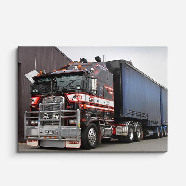 cuadro canvas vehículos kenworth rojo decorado llamas horizontal