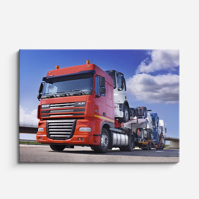 cuadro canvas vehículos daf rojo convoy de poder horizontal