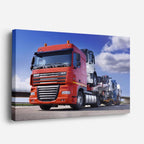 cuadro canvas vehículos daf rojo convoy de poder horizontal