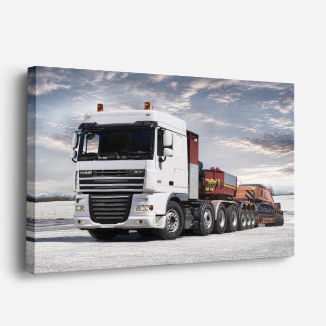 cuadro canvas vehículos daf blanco llanura nevada horizontal