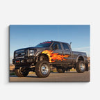 cuadro canvas vehículos pickup naranja llamas dragón horizontal