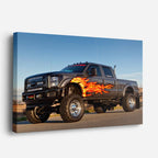 cuadro canvas vehículos pickup naranja llamas dragón horizontal