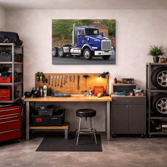 cuadro canvas vehículos kenworth azul solitario horizontal