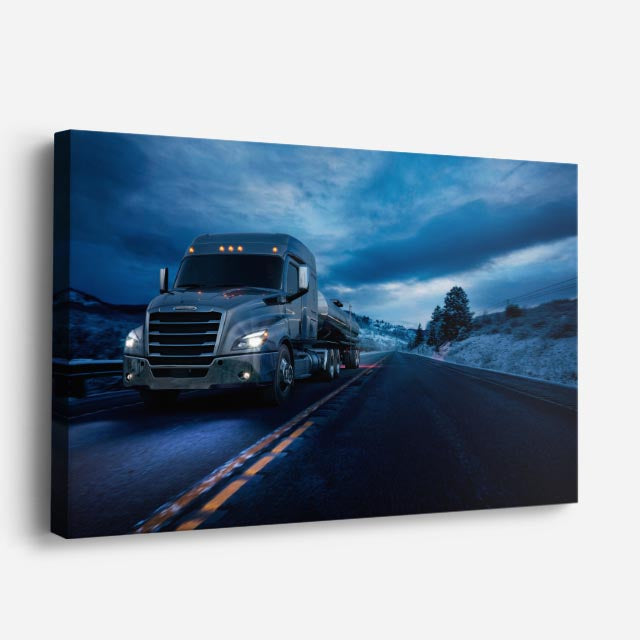 cuadro canvas vehículos freightliner negro noche nevada horizontal