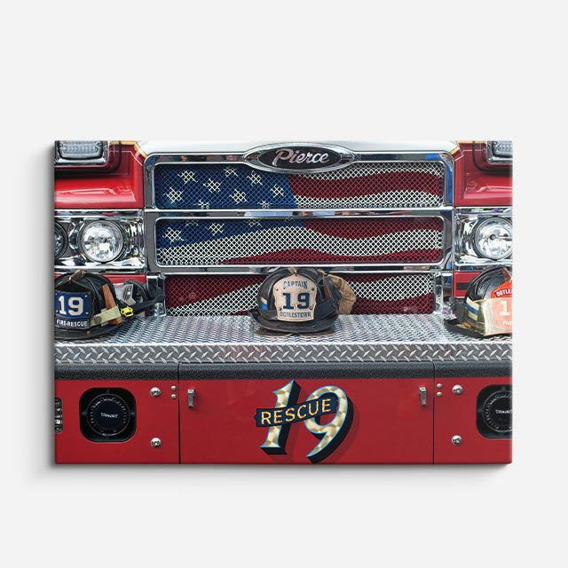 cuadro canvas vehículos camión rojo bombero usa horizontal