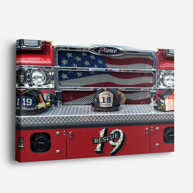 cuadro canvas vehículos camión rojo bombero usa horizontal