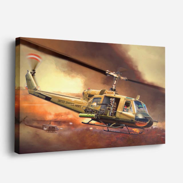 cuadro canvas vehículos huey dorado llamas de guerra horizontal