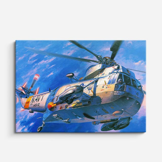 cuadro canvas vehículos helicóptero naval azul veloz horizontal