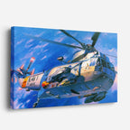 cuadro canvas vehículos helicóptero naval azul veloz horizontal