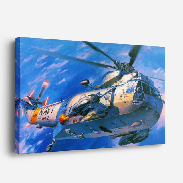 cuadro canvas vehículos helicóptero naval azul veloz horizontal