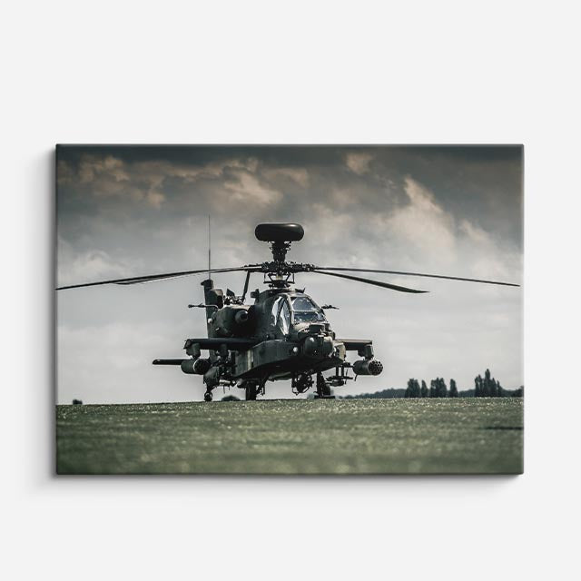 cuadro canvas vehículos apache negro campo de guerra horizontal