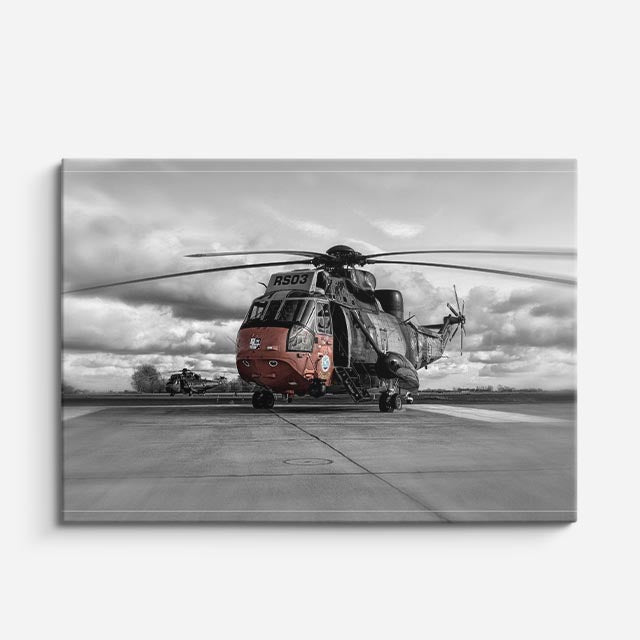 cuadro canvas vehículos helicóptero gris blanco y negro horizontal