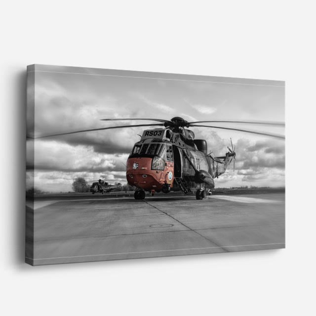 cuadro canvas vehículos helicóptero gris blanco y negro horizontal