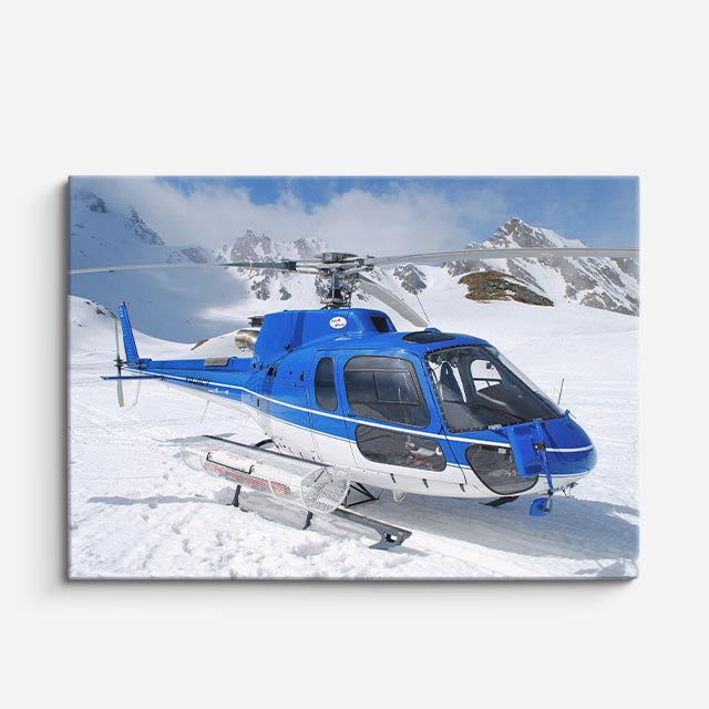 cuadro canvas vehículos helicóptero azul cimas nevadas horizontal