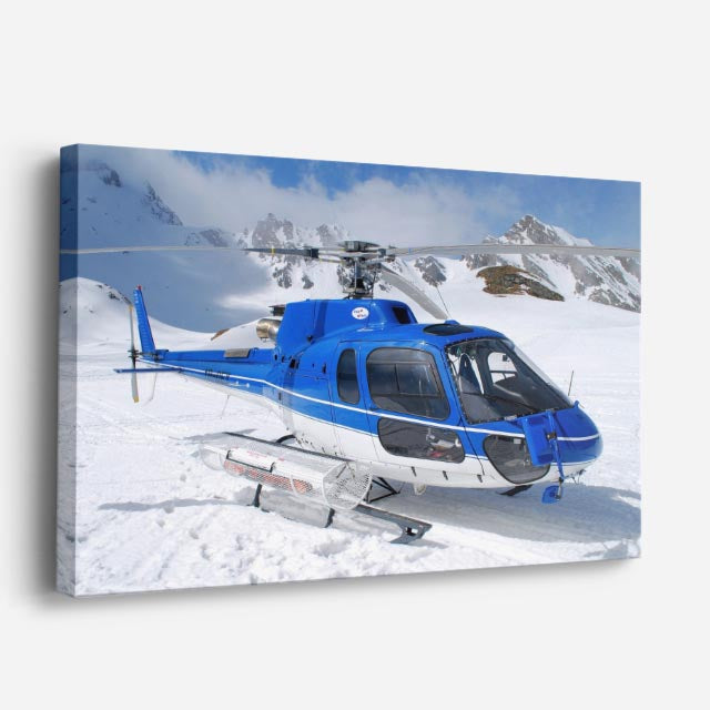 cuadro canvas vehículos helicóptero azul cimas nevadas horizontal