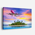 cuadro canvas vehículos avión rosa isla tropical horizontal