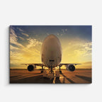 cuadro canvas vehículos boeing gris pista al atardecer horizontal