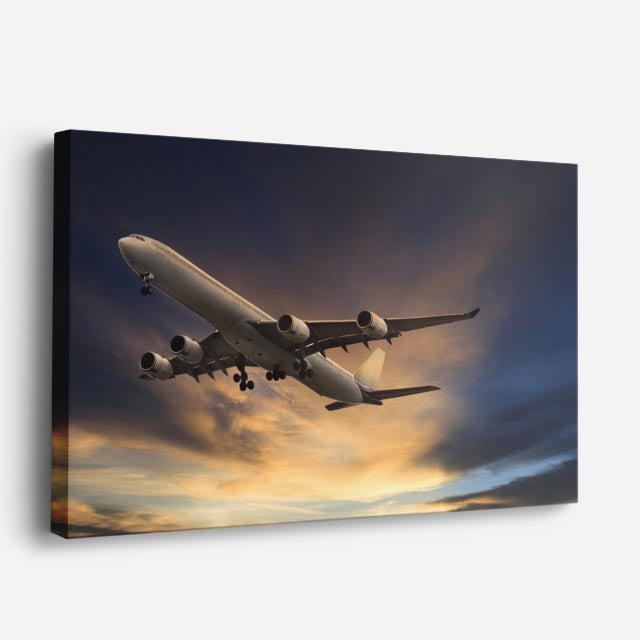 cuadro canvas vehículos airbus blanco despegue dramático horizontal