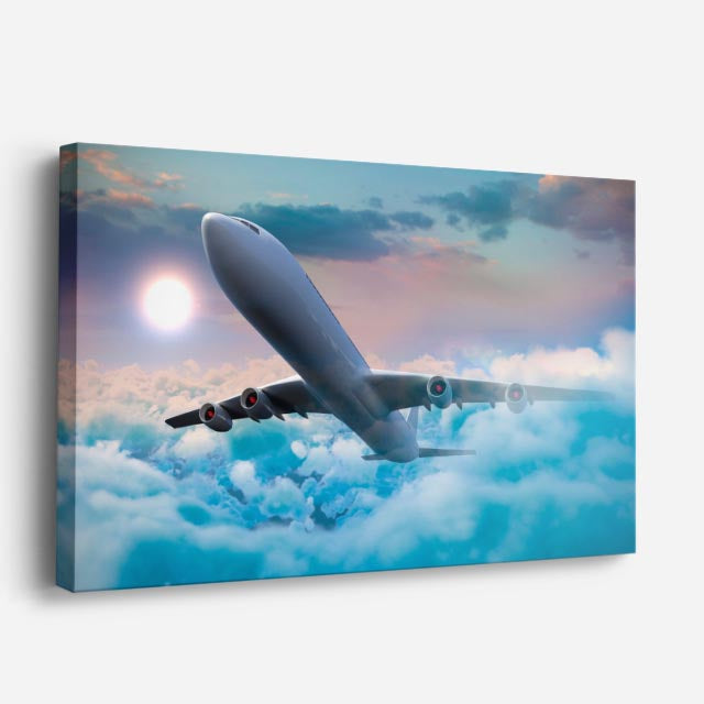 cuadro canvas vehículos boeing blanco luna al fondo horizontal
