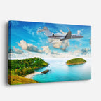 cuadro canvas vehículos avión blanco isla caribe horizontal