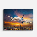 cuadro canvas vehículos airbus blanco ciudad nocturna horizontal
