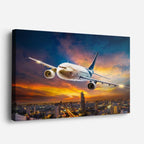 cuadro canvas vehículos airbus blanco ciudad nocturna horizontal