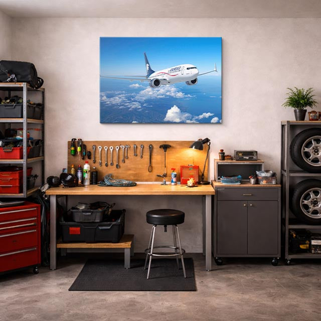 cuadro canvas vehículos boeing blanco nubes azules horizontal