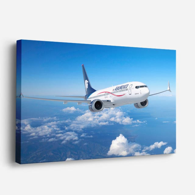 cuadro canvas vehículos boeing blanco nubes azules horizontal
