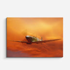 cuadro canvas vehículos avión clásico atardecer naranja horizontal