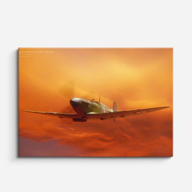 cuadro canvas vehículos avión clásico atardecer naranja horizontal