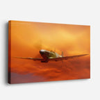 cuadro canvas vehículos avión clásico atardecer naranja horizontal