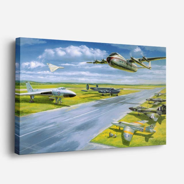 cuadro canvas vehículos flota verde pista aérea horizontal