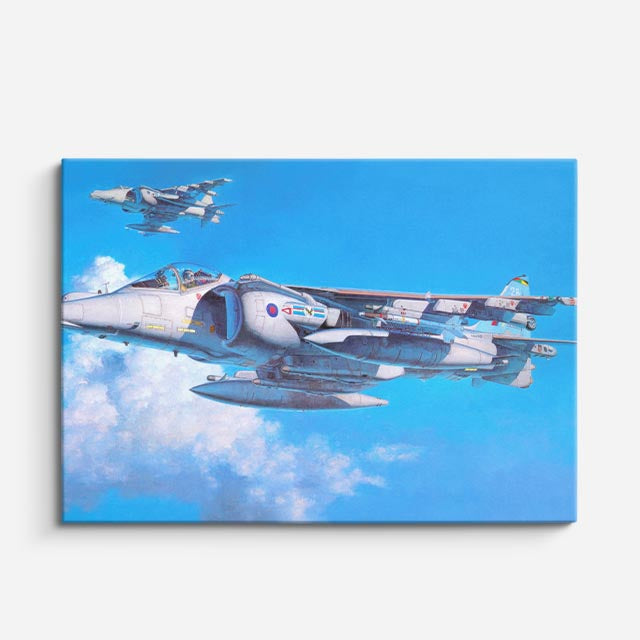 cuadro canvas vehículos harrier camuflaje cielo azul horizontal
