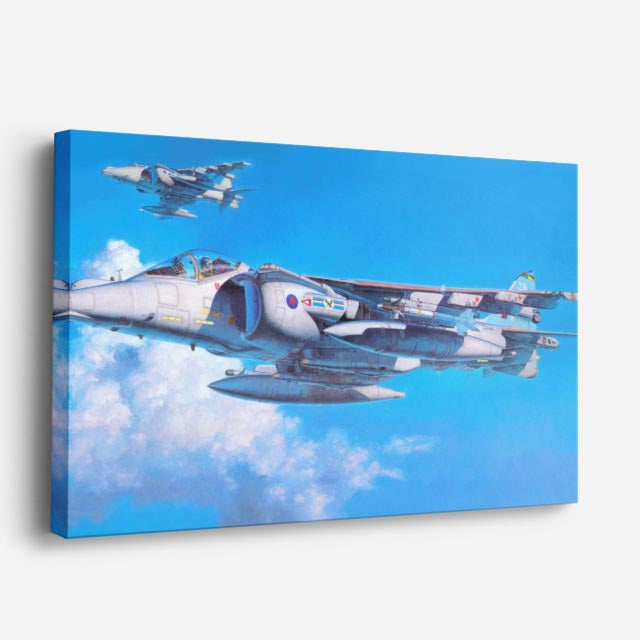 cuadro canvas vehículos harrier camuflaje cielo azul horizontal