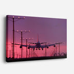 cuadro canvas vehículos airbus aterrizaje atardecer rosa horizontal