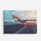 cuadro canvas vehículos airbus blanco pista al atardecer horizontal