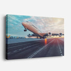 cuadro canvas vehículos airbus blanco pista al atardecer horizontal