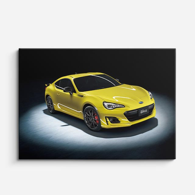 cuadro canvas vehículos toyota gr86 amarillo en estudio horizontal