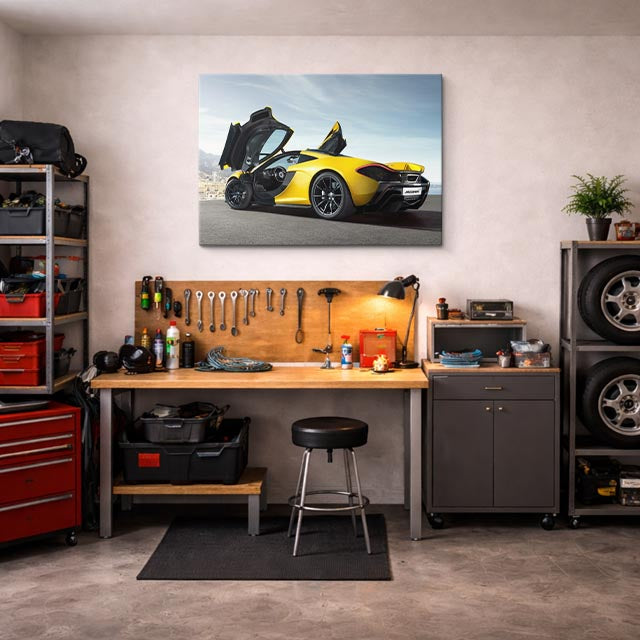 cuadro canvas vehículos mclaren amarillo puertas arriba horizontal