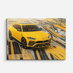 cuadro canvas vehículos lamborghini urus ruta amarilla horizontal