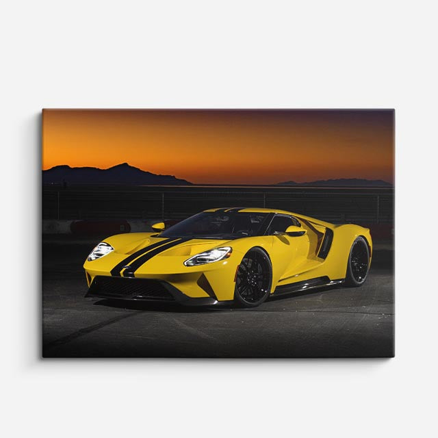 cuadro canvas vehículos ferrari ford gt amarillo desierto horizontal