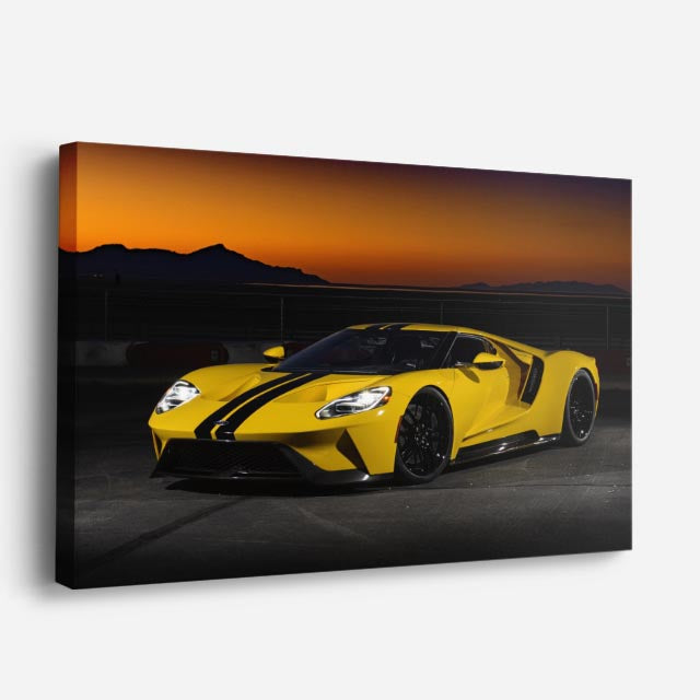 cuadro canvas vehículos ferrari ford gt amarillo desierto horizontal