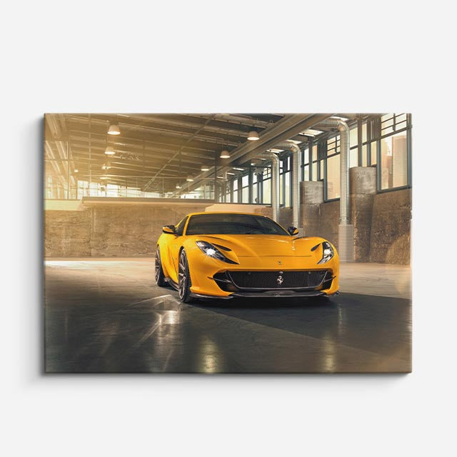 cuadro canvas vehículos ferrari f12 amarillo garaje horizontal