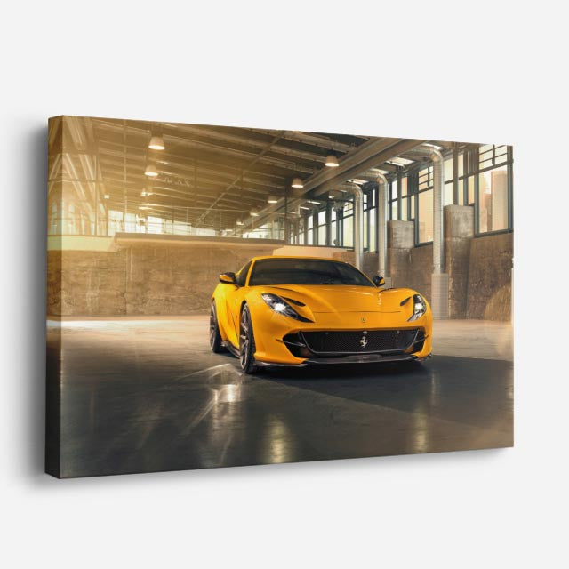 cuadro canvas vehículos ferrari f12 amarillo garaje horizontal